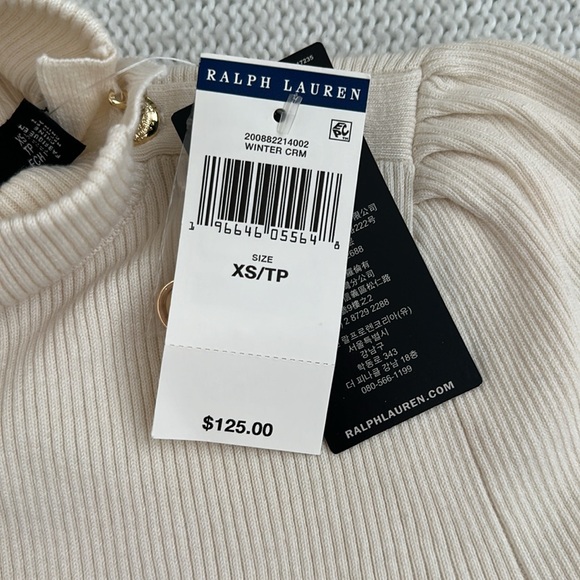 NWT! Ralph Lauren Ribbed Turtleneck Sweater Cream Size XS - Picture 3 of 8